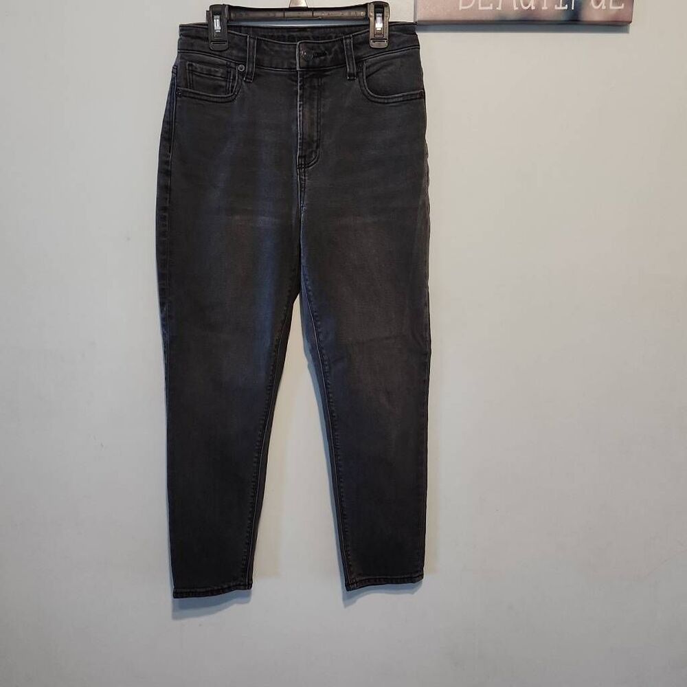 American Eagle Size 0 X-Short Black Stretch Mom Jeans